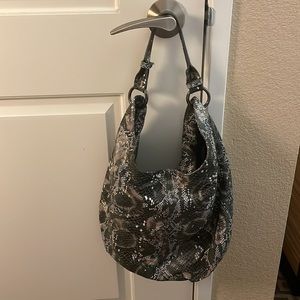 New Hobo Original Gardner Metal Snake Leather Handbag Purse